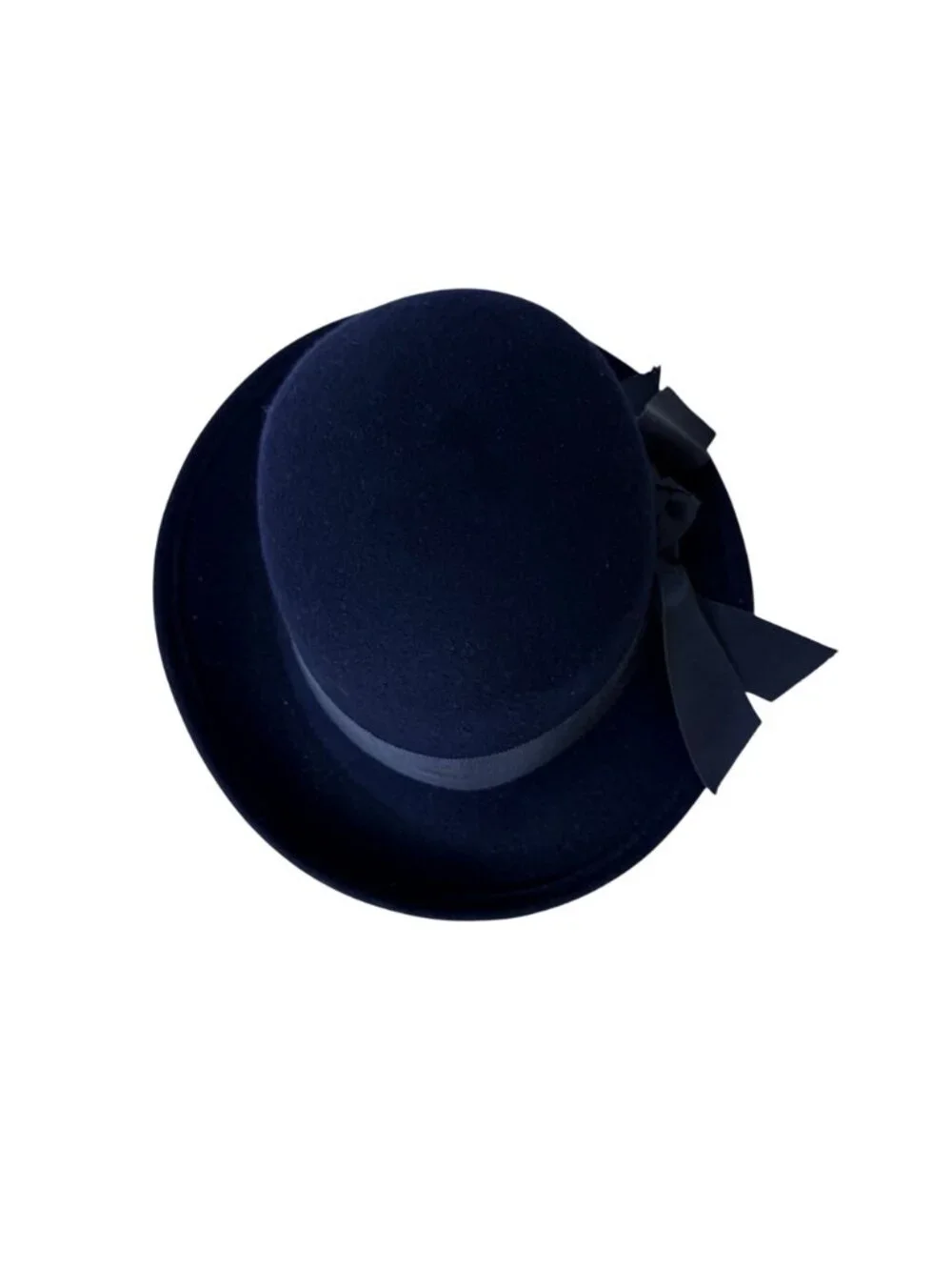 Street Smart Wool Cloche Hat Navy Vintage Church Dress Fashion USA Bow Accent